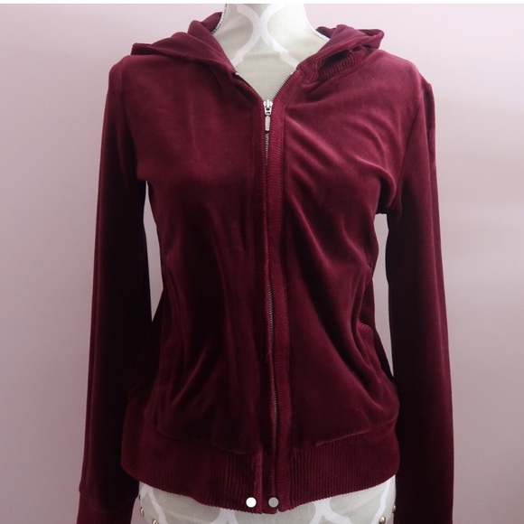 Jones New York Sweaters - Velour burgundy y2k vibes zip up